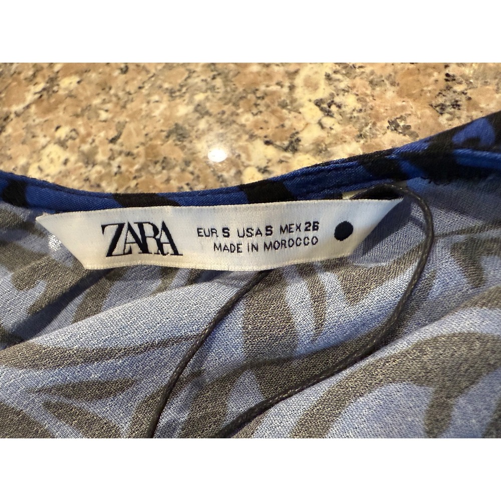 Zara‎ Dress Blue Black Print Casual  Womens - Picture 9 of 9